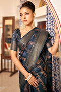 Charcoal Grey Cotton Saree