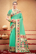 Sea Green Cotton Saree With Blouse Piece