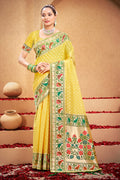 Yellow Cotton Saree With Blouse Piece