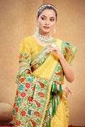 Yellow Cotton Saree With Blouse Piece