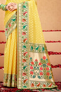 Yellow Cotton Saree With Blouse Piece