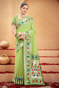 Light Green Cotton Saree With Blouse Piece