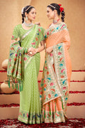 Light Green Cotton Saree With Blouse Piece