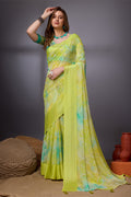 Green Georgette Saree With Blouse Piece