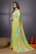 Green Georgette Saree With Blouse Piece