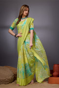 Green Georgette Saree With Blouse Piece