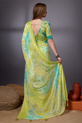 Green Georgette Saree With Blouse Piece