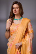 Orange Georgette Saree With Blouse Piece