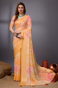 Orange Georgette Saree With Blouse Piece