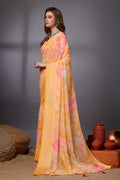 Orange Georgette Saree With Blouse Piece