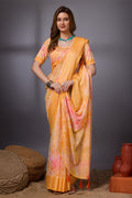 Orange Georgette Saree With Blouse Piece