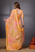 Orange Georgette Saree With Blouse Piece