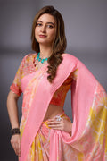 Pink Georgette Saree With Blouse Piece