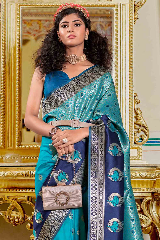 Cerulean Blue Banarasi Saree