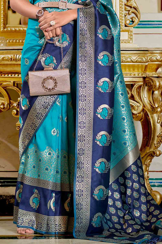 Cerulean Blue Banarasi Saree