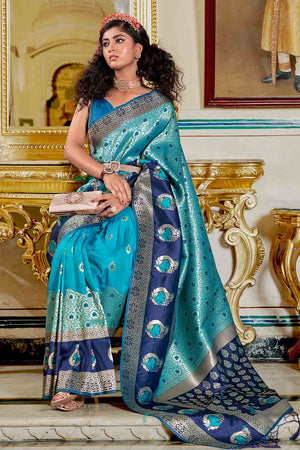 Cerulean Blue Banarasi Saree