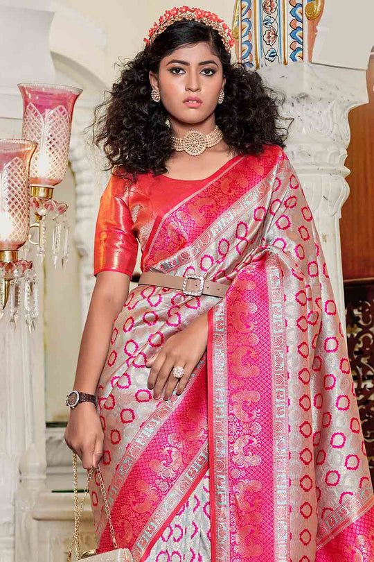 Taffy Pink Banarasi Saree