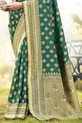 Bottle Green Banarasi Saree