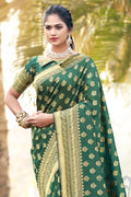 Bottle Green Banarasi Saree