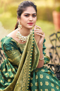 Bottle Green Banarasi Saree