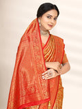 Red Banarasi Silk Saree With Blouse Piece