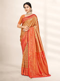 Red Banarasi Silk Saree With Blouse Piece