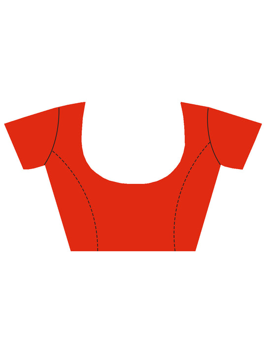 Orange Banarasi Silk Saree With Blouse Piece