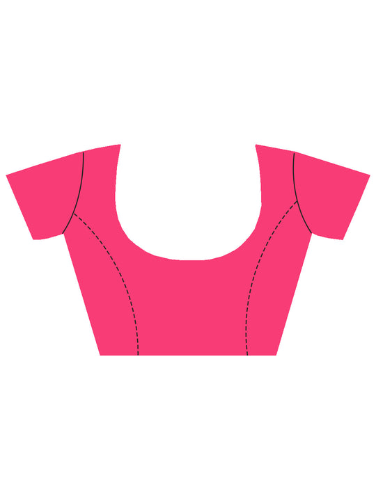 Pink Banarasi Silk Saree With Blouse Piece