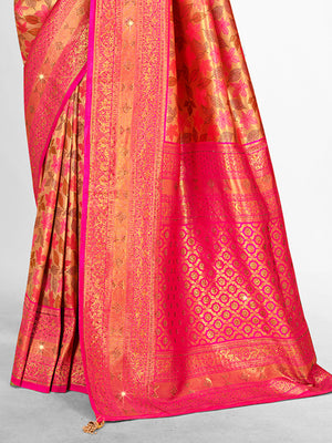 Light Pink Banarasi Silk Saree With Blouse Piece