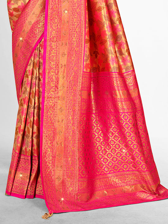Light Pink Banarasi Silk Saree With Blouse Piece