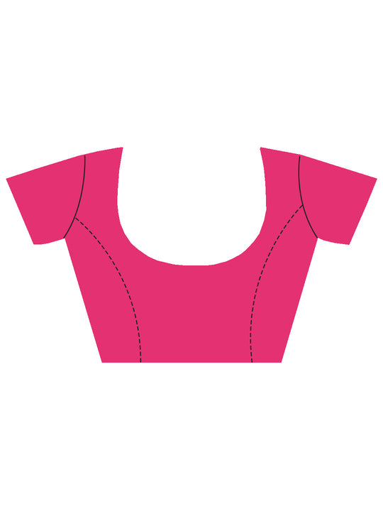 Pink Banarasi Silk Saree With Blouse Piece