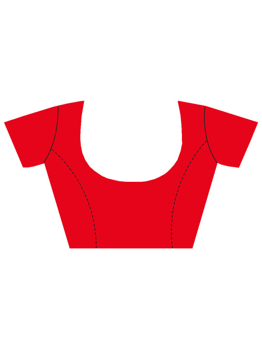 Orange Banarasi Silk Saree With Blouse Piece