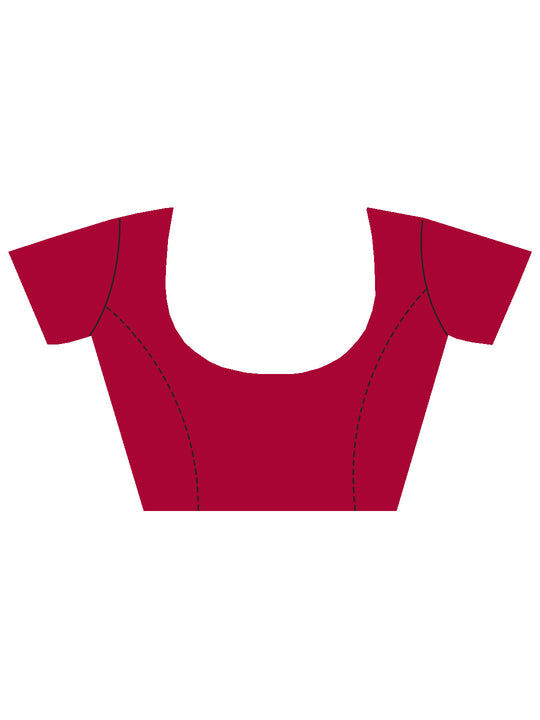 Wine Banarasi Silk Saree With Blouse Piece