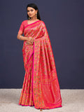 Pink Banarasi Silk Saree With Blouse Piece
