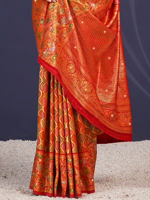 Maroon Banarasi Silk Saree With Blouse Piece