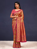 Yellow Banarasi Silk Saree With Blouse Piece