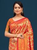 Yellow Banarasi Silk Saree With Blouse Piece