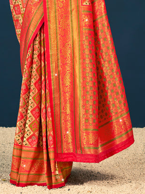 Yellow Banarasi Silk Saree With Blouse Piece