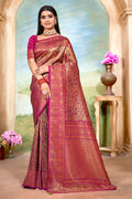 Purple Banarasi Silk Saree With Blouse Piece