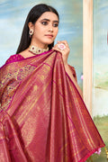 Purple Banarasi Silk Saree With Blouse Piece