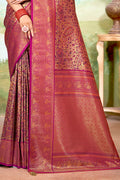 Purple Banarasi Silk Saree With Blouse Piece