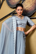 Dusky Blue Organza Saree