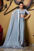 Dusky Blue Organza Saree