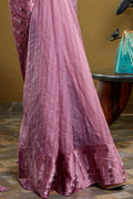 Rose Pink Organza Saree