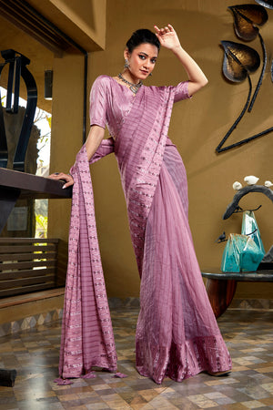 Rose Pink Organza Saree