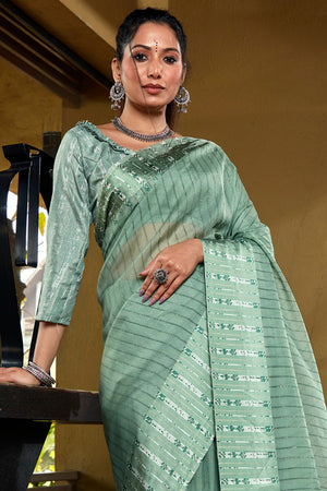 Mint Green Organza Saree