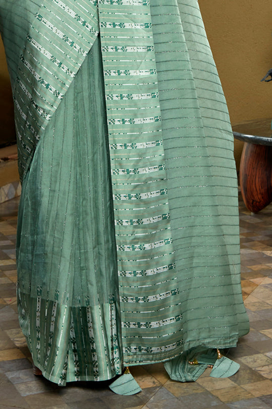 Mint Green Organza Saree