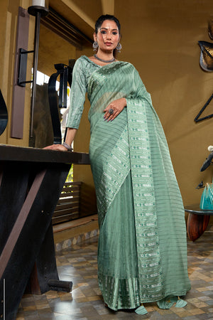 Mint Green Organza Saree