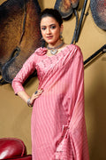 Flamingo Pink Organza Saree