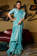 Sky Blue Organza Saree